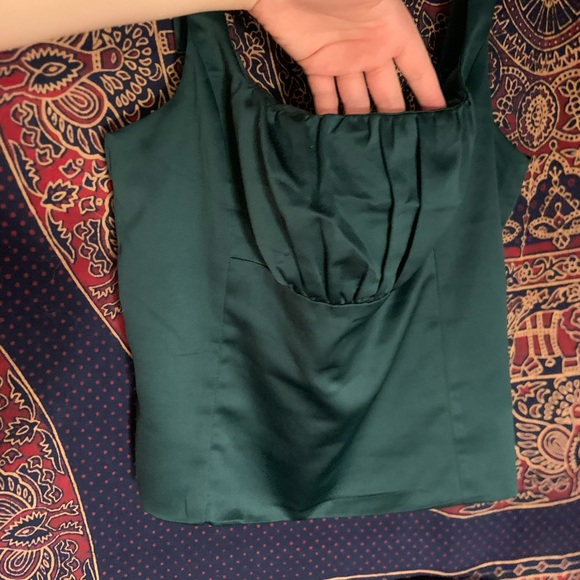 DYNAMITE Blue/green milkmaid style tank top - Picture 6 of 8